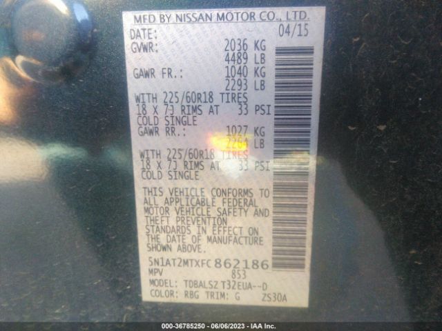 5N1AT2MTXFC862186 Nissan Rogue Sl
