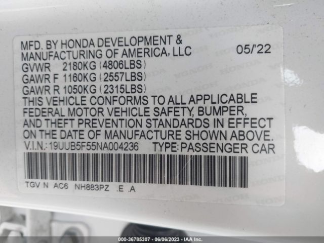 19UUB5F55NA004236 Acura Tlx W/a-spec Package