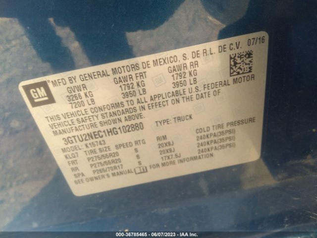 3GTU2NEC1HG102880 GMC Sierra 1500 Slt