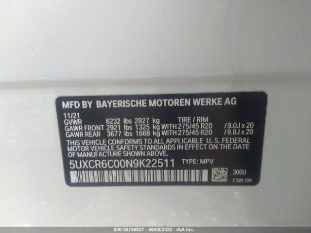 5UXCR6C00N9K22511 BMW X5 Xdrive40i