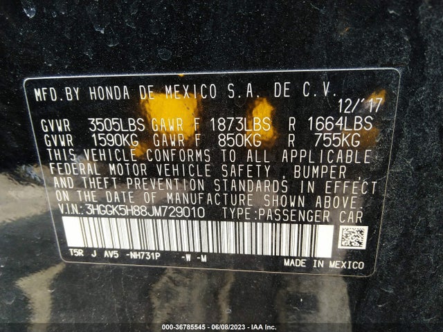 Honda FIT EX 2018 3HGGK5H88JM729010 Image 9