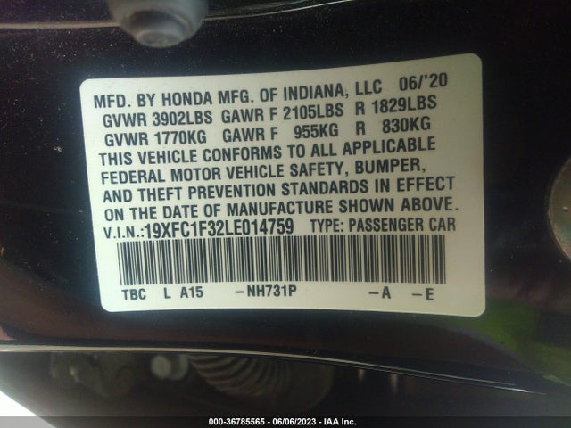 Honda Civic Sedan Ex 2020 19XFC1F32LE014759 Image 9