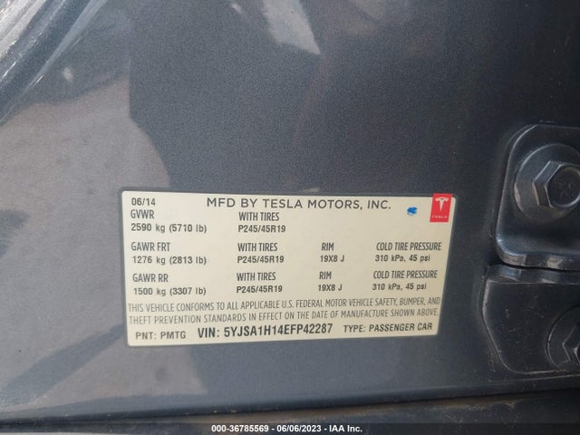 5YJSA1H14EFP42287 Tesla Model S 60 Kwh Battery/p85
