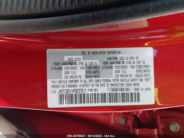 2023 Mazda CX-9, VIN: JM3TCBDYXP0637611