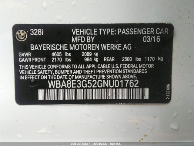 WBA8E3G52GNU01762 BMW 3 Series 328i Xdrive