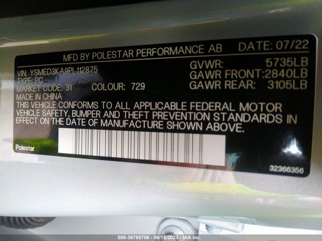Polestar 2 2023 YSMED3KA9PL112875 Image 16