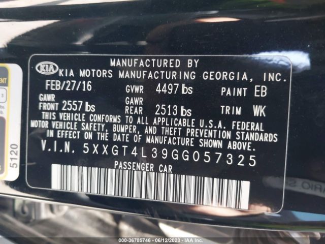 5XXGT4L39GG057325 KIA Optima Lx