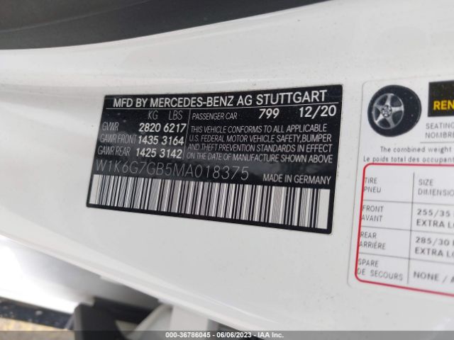 W1K6G7GB5MA018375 Mercedes-Benz S-class S 580