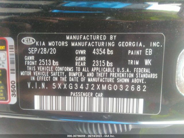 5XXG34J2XMG032682 KIA K5 EX
