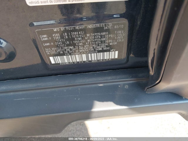 2012 SUBARU OUTBACK 2.5I LIMITED VIN: 4S4BRCJC7C3258328