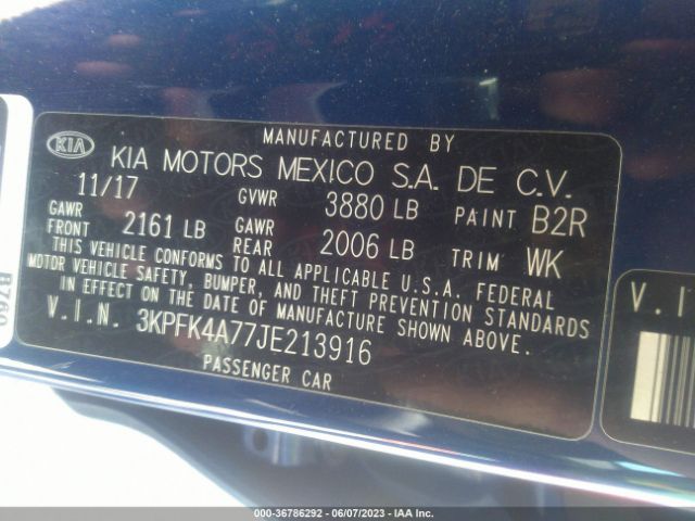 3KPFK4A77JE213916 KIA FORTE LX