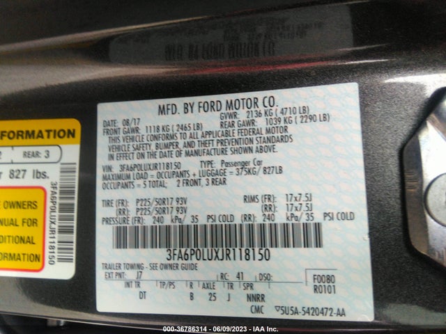 Ford Fusion Hybrid Se 2018 3FA6P0LUXJR118150 Image 15