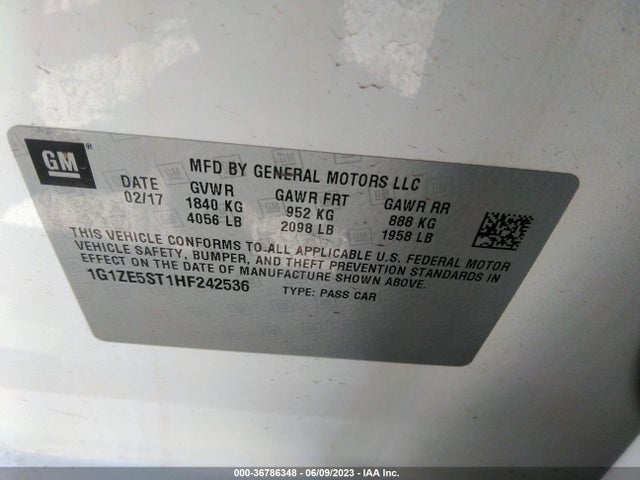 Chevrolet MALIBU LT 2017 1G1ZE5ST1HF242536 Image 9