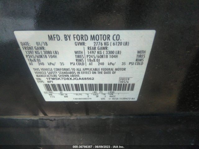 Ford EXPLORER XLT 2018 1FM5K7D8XJGA68562 Image 14