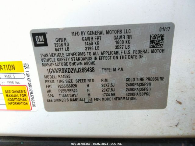 1GKKRSKD2HJ268438 GMC Acadia Limited Limited