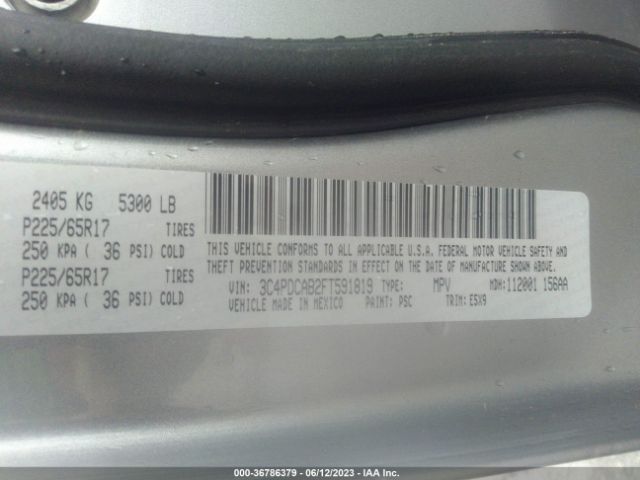 3C4PDCAB2FT591819 Dodge Journey American Value Pkg