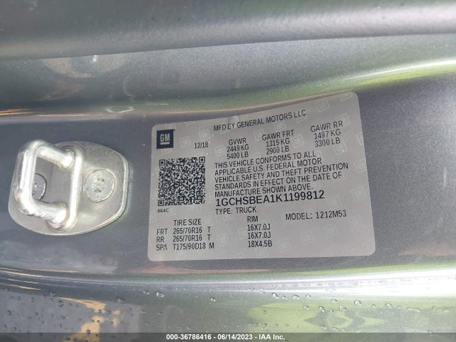 Chevrolet Colorado Wt 2019 1GCHSBEA1K1199812 Image 9