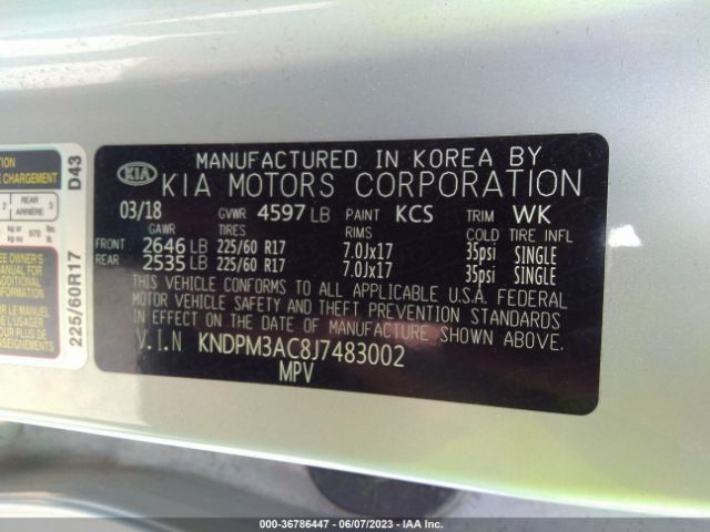 KNDPM3AC8J7483002 KIA Sportage Lx