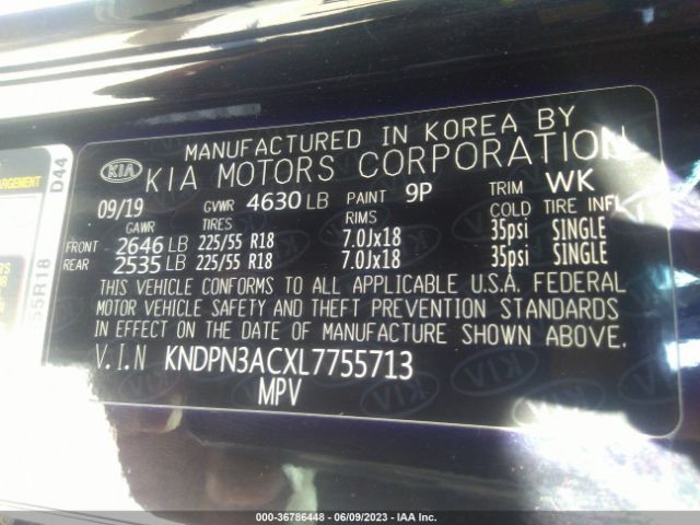 KNDPN3ACXL7755713 KIA Sportage Ex