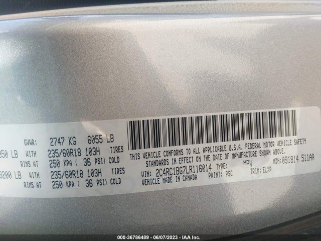 2C4RC1BG7LR116014 Chrysler Pacifica Touring L