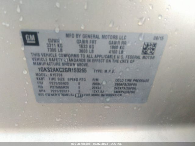 1GKS2AKC2GR150265 GMC YUKON SLE