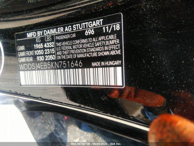 WDDSJ4EB5KN751646 Mercedes-Benz Cla Cla 250