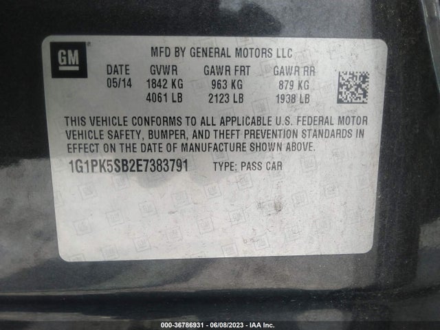 Chevrolet CRUZE LT 2014 1G1PK5SB2E7383791 Image 10