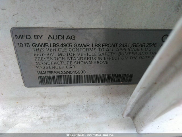 WAUBFAFL2GN015933 Audi A4 PREMIUM
