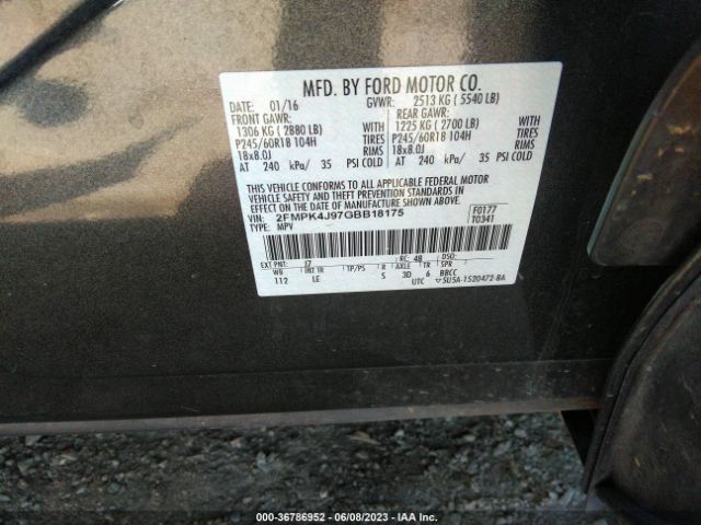 2FMPK4J97GBB18175 Ford EDGE SEL