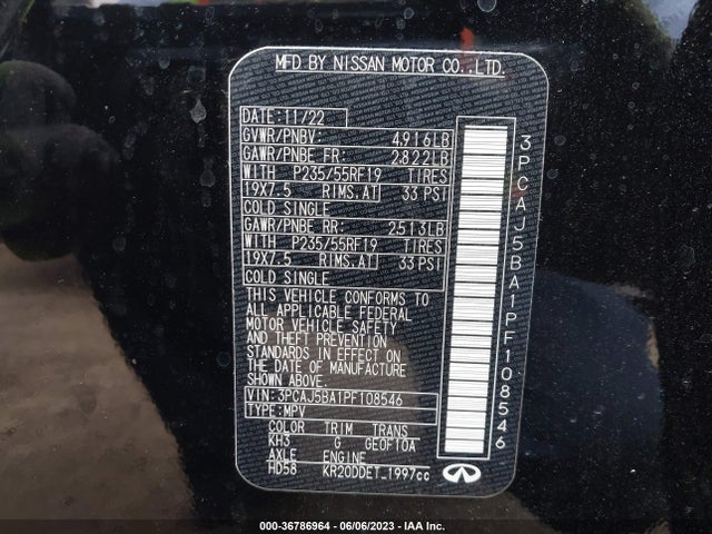 2023 Infiniti QX50, VIN: 3PCAJ5BA1PF108546