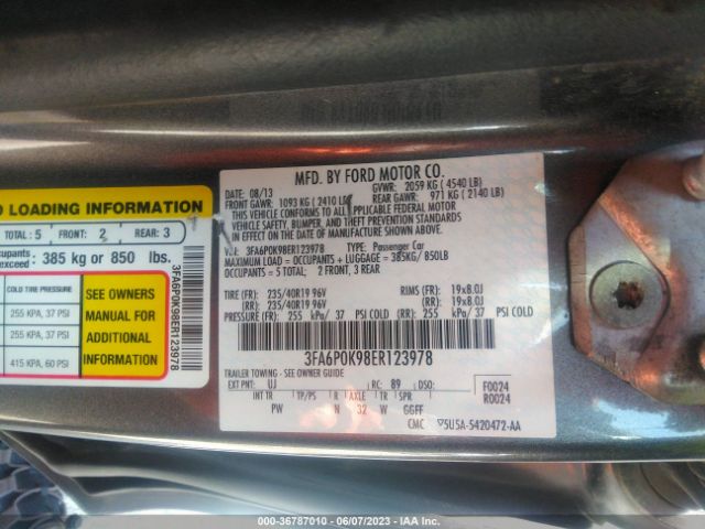3FA6P0K98ER123978 Ford Fusion Titanium