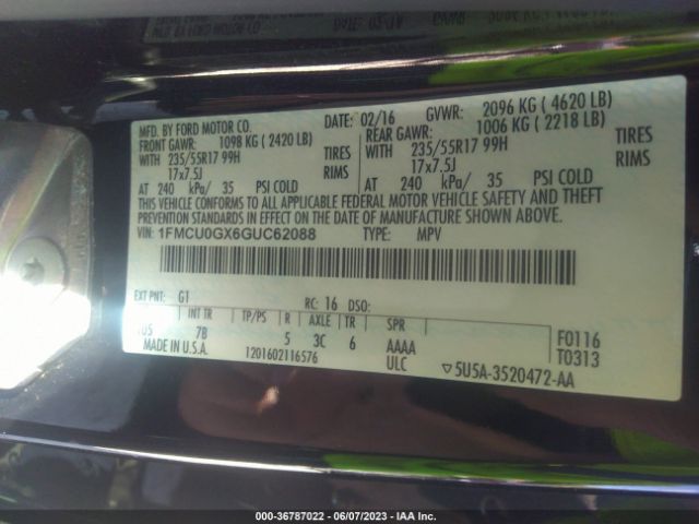 1FMCU0GX6GUC62088 Ford ESCAPE SE
