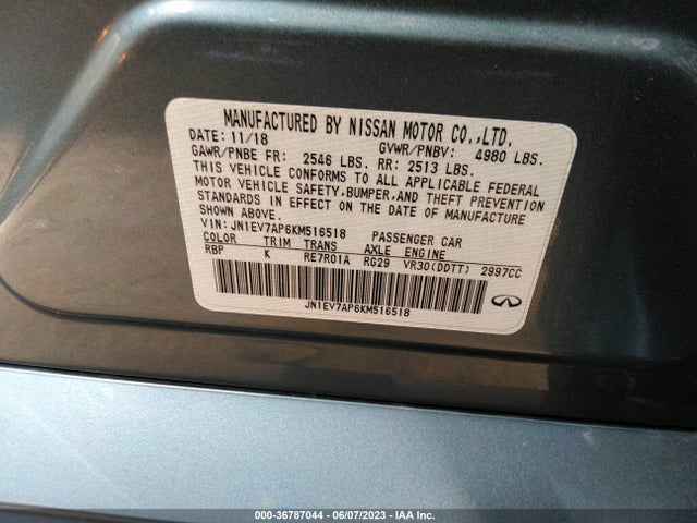 JN1EV7AP6KM516518 Infiniti Q50 3.0t Luxe