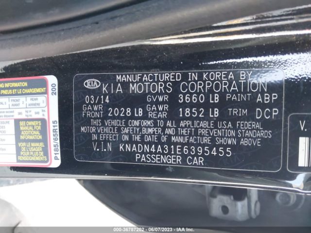KNADN4A31E6395455 KIA RIO EX