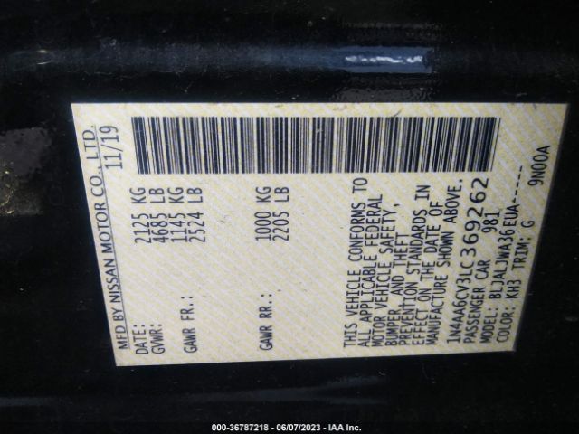 1N4AA6CV3LC369262 Nissan MAXIMA SV