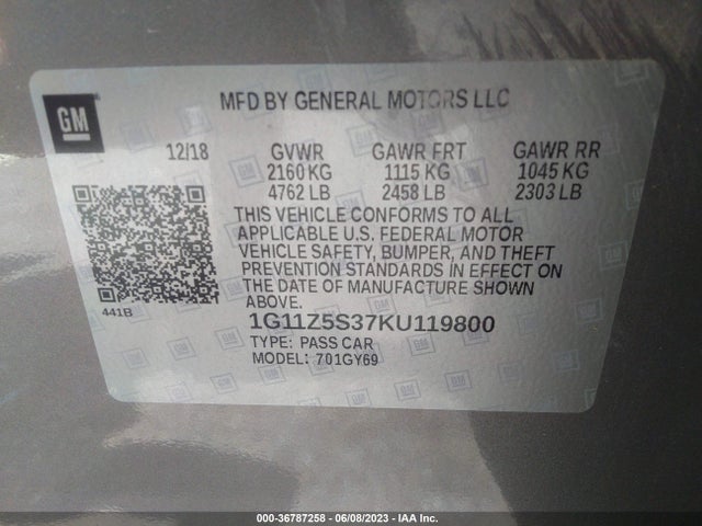 Chevrolet IMPALA LT 2019 1G11Z5S37KU119800 Image 10