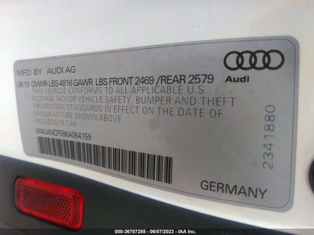 WAUANCF58KA064159 Audi A5 Sportback Premium