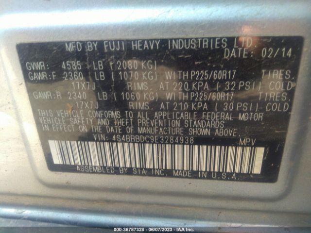 4S4BRBDC9E3284938 Subaru Outback 2.5i Premium