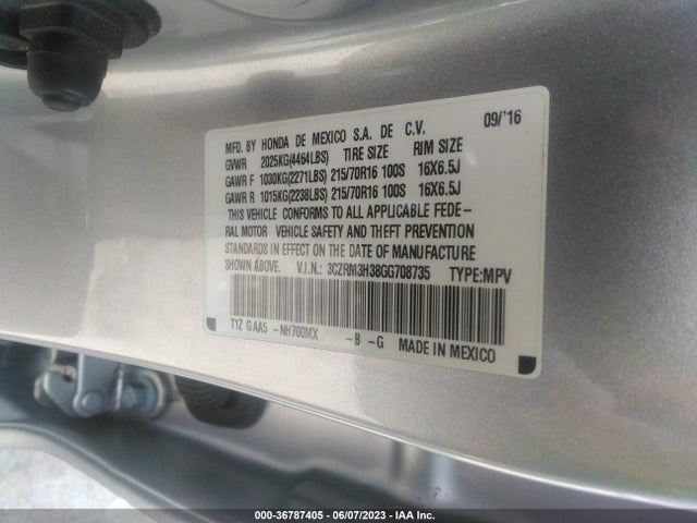 2016 HONDA CR-V LX VIN: 3CZRM3H38GG708735