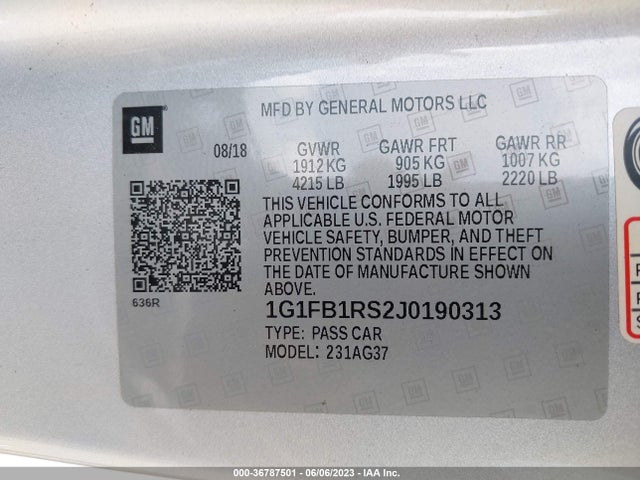 Chevrolet Camaro 1lt 2018 1G1FB1RS2J0190313 Image 9