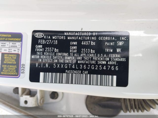 5XXGT4L36JG254766 KIA Optima S