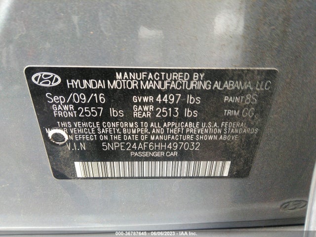 Hyundai SONATA SE 2017 5NPE24AF6HH497032 Image 9