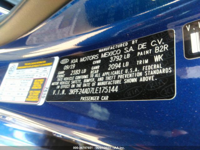 3KPF24AD7LE175144 KIA Forte Lxs