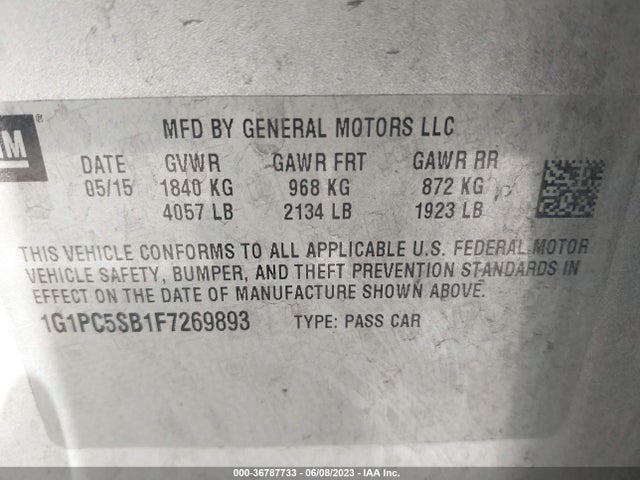 Chevrolet CRUZE LT 2015 1G1PC5SB1F7269893 Image 9