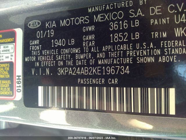 3KPA24AB2KE196734 KIA RIO S