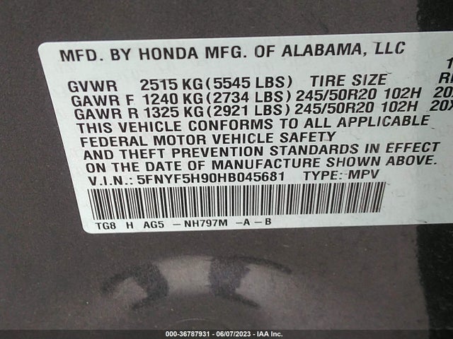 Honda Pilot Touring 2017 5FNYF5H90HB045681 Image 9