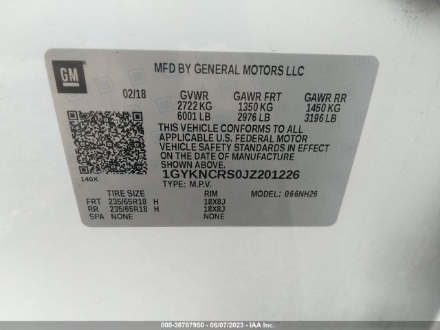 1GYKNCRS0JZ201226 Cadillac Xt5 Luxury Fwd