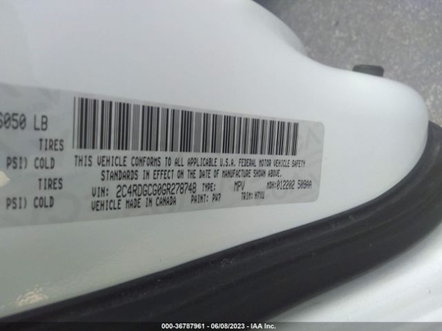 2C4RDGCG0GR278748 Dodge Grand Caravan Sxt