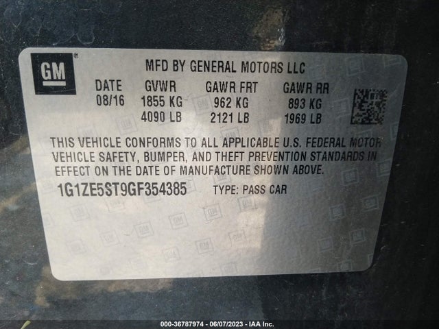 Chevrolet MALIBU LT 2016 1G1ZE5ST9GF354385 Image 9