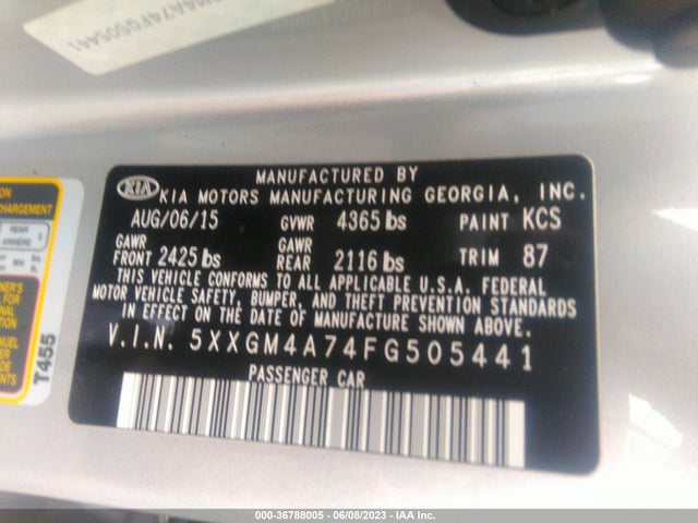 KIA Optima Lx 2015 5XXGM4A74FG505441 Image 11